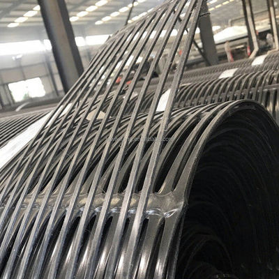 Низкая чёрная 220kN PP HDPE одноосевая геосеть для поддерживающих стен и дорожных арматур 50м