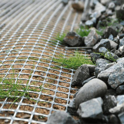 Geogrid Mesh Биаксиальная PP Пластиковая геогрид для дорожного укрепления Mesh Размер 25,4 * 25,4 мм
