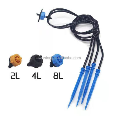 Прочная 4L / 8L 2 Pegs сельскохозяйственная оросительная система с черным PVC капельной трубой