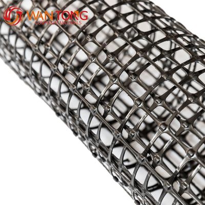Высокопрочная тяговая HDPE PP Пластиковая биаксиальная черная георешетка для стабилизации автомобильных дорог